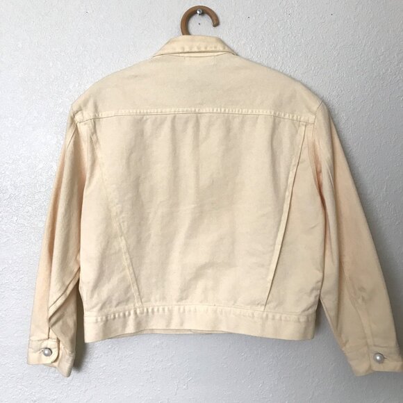 Vintage Cache’ Denim Jacket Buttercup Yellow Embroidery, Pearls, Studs LG/XL - Picture 6 of 8